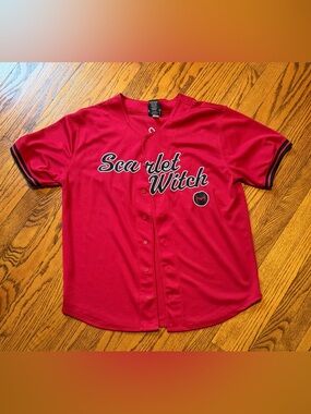 Marvel Scarlet Witch Red Baseball Jersey Shirt - Size Lg